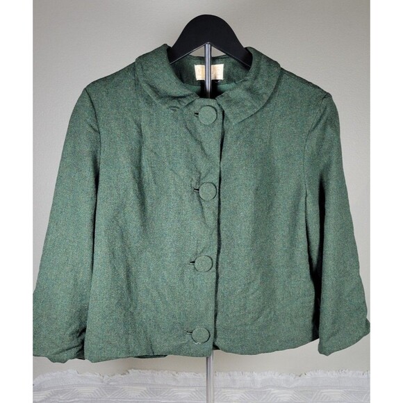 Vintage 1950s Pendleton Wool Swing Coat Jacket Green Cropped Boxy Made in Oregon - Picture 1 of 10